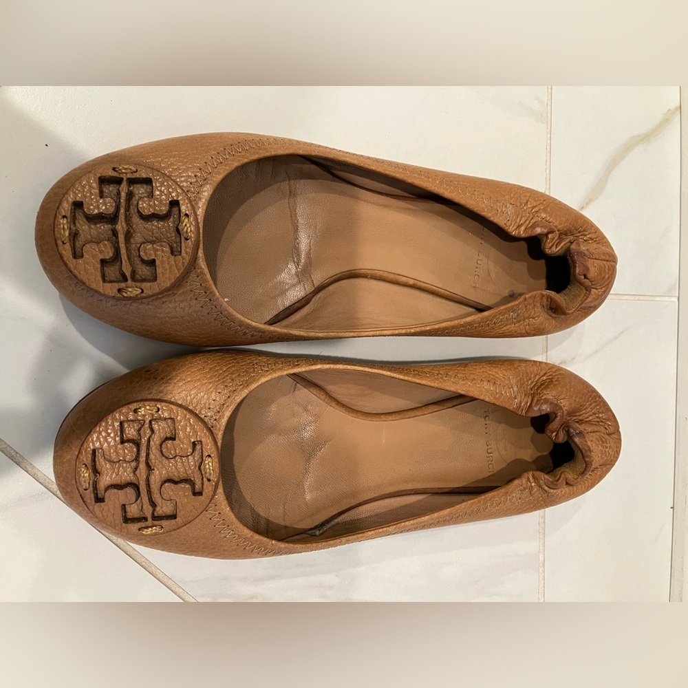 Tory Burch flats size 7 camel pebbled leather - Picture 5 of 6